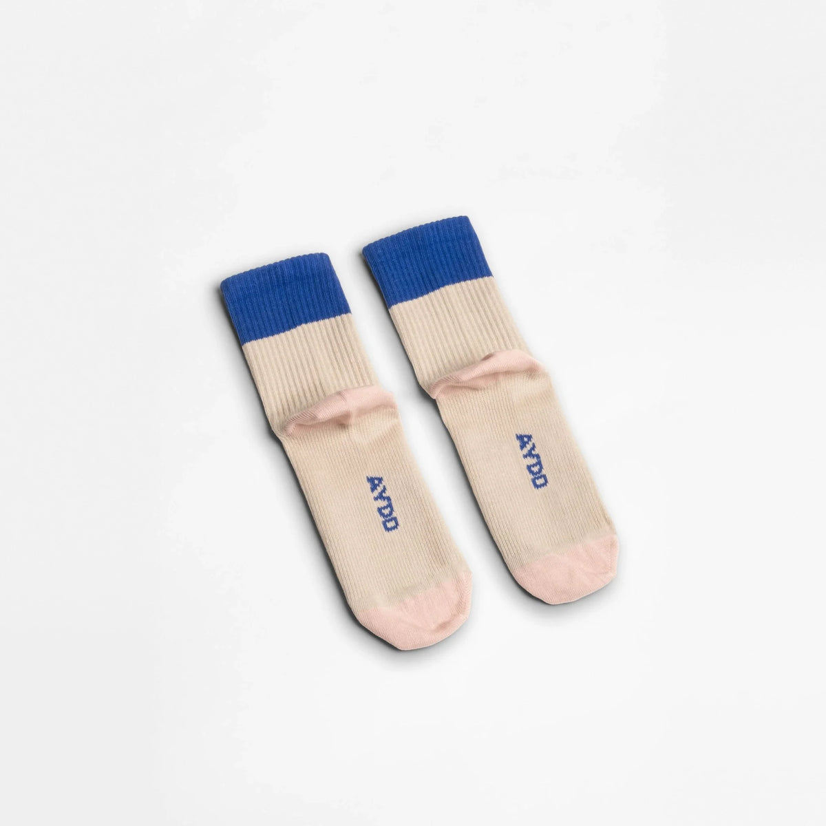 Aydo Studios Altai Route Silent Dune socks, overhead flat lay