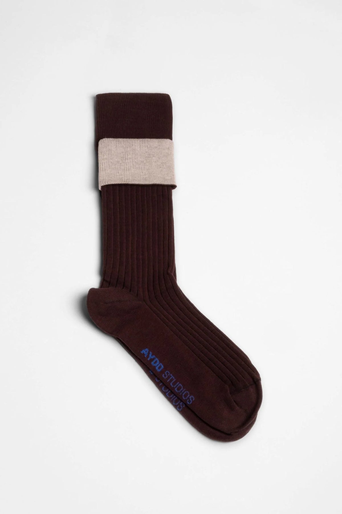 Aydo Studios Lublin Rhythm socks in Blush Thread, fold-over cuff