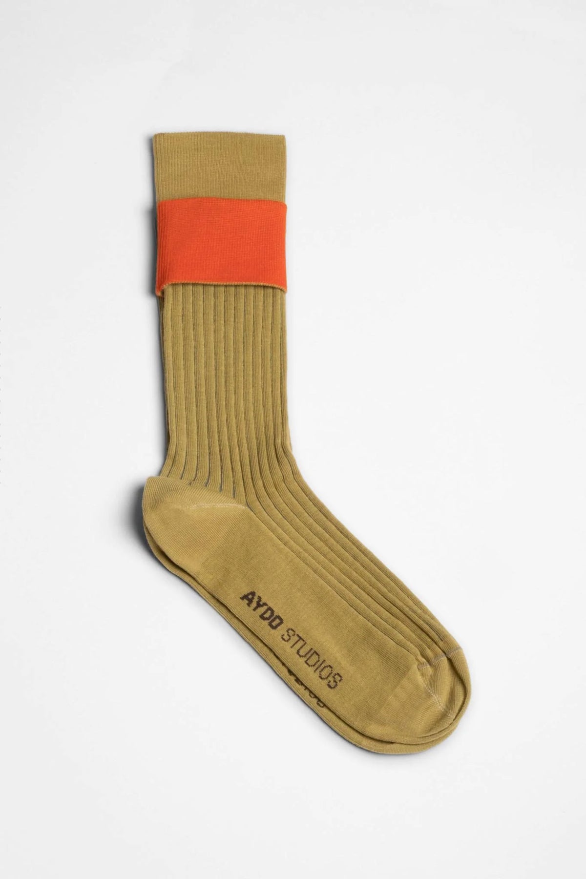 Aydo Studios Lublin Rhythm socks in Rust Pulse, fold-over cuff