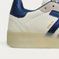 BACK70 Boston Ice White and Metallic Blue Sneaker, heel detail