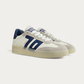 BACK70 Boston Ice White and Metallic Blue Sneaker, three-quarter view