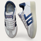 BACK70 Boston Ice White and Metallic Blue Sneaker, top view