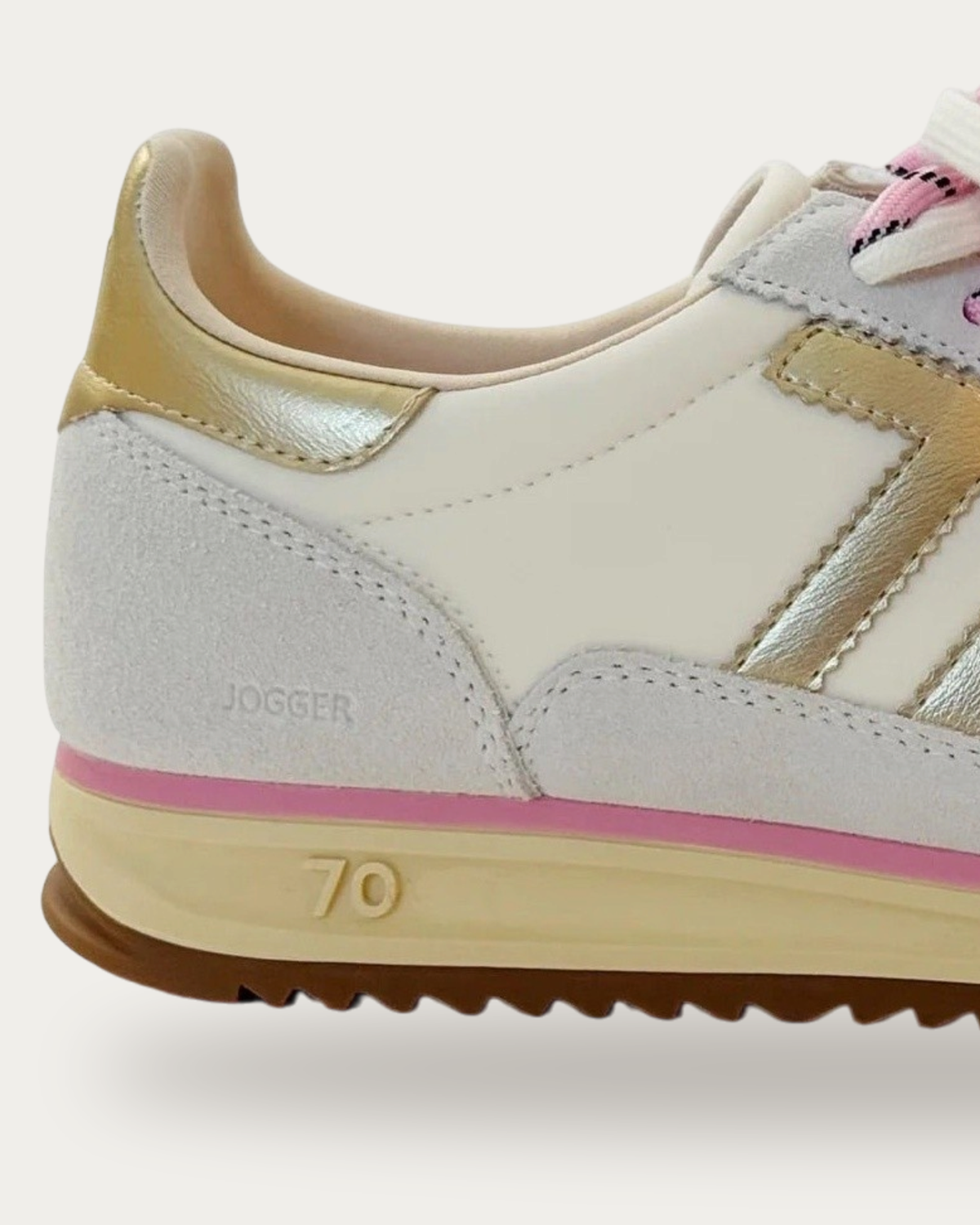 BACK70 Jogger Double Lace Nylon White Sneaker, heel detail