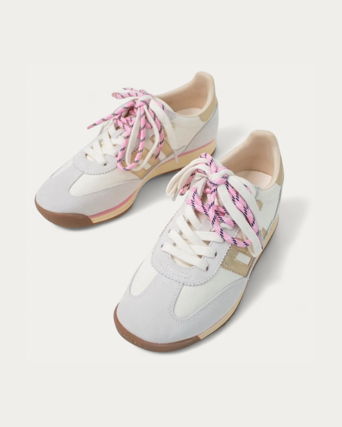 BACK70 Jogger Double Lace Nylon White Sneaker, three-quarter view