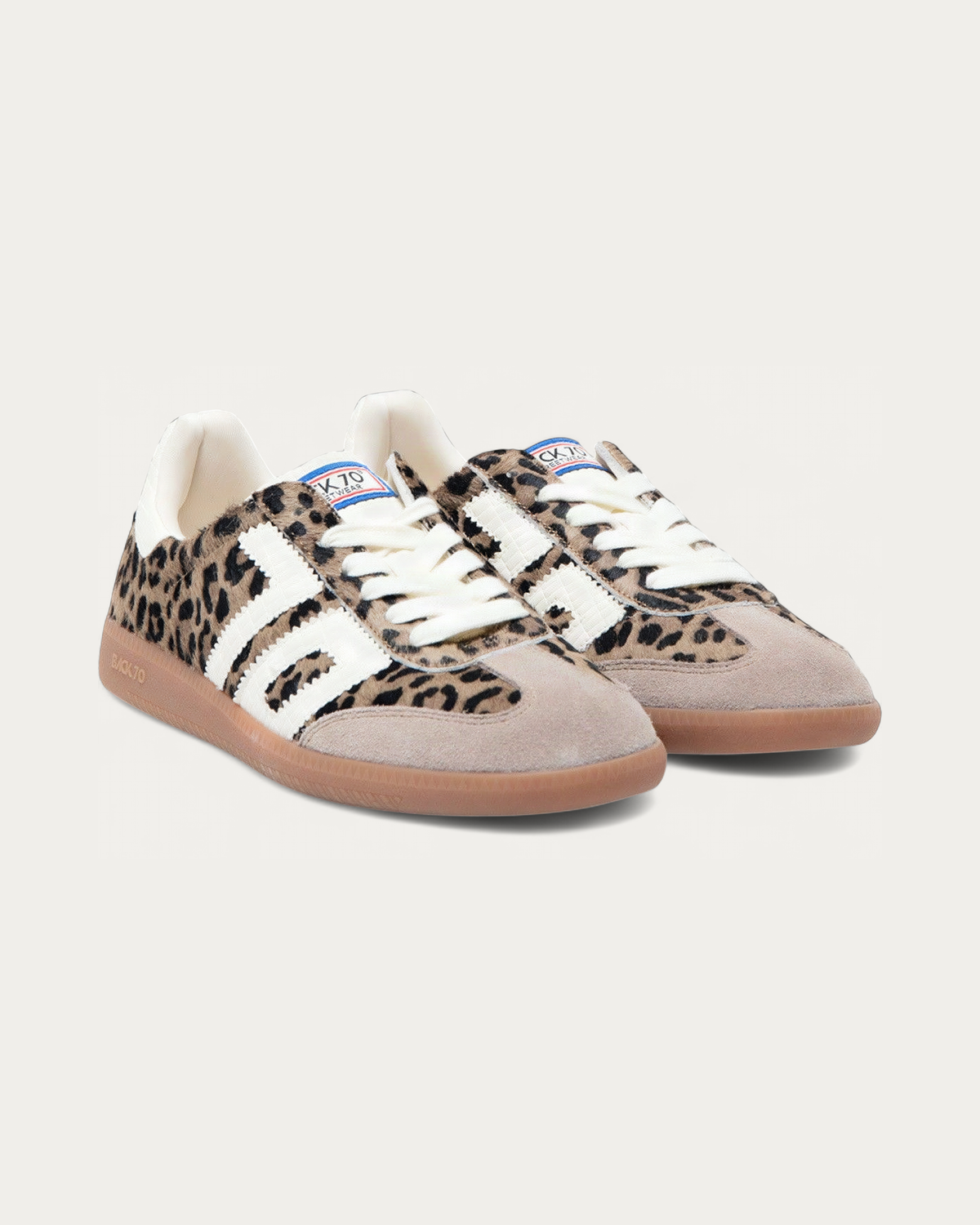 BACK70 Leo Cloud Taupe Leopard Print Sneaker, three-quarter view