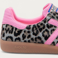 BACK70 Leo Pink Leopard Print Sneaker, heel detail