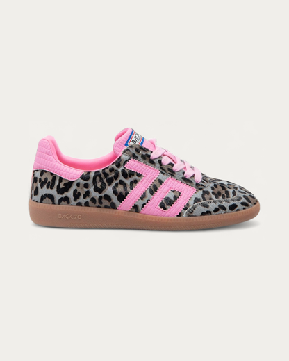 BACK70 Leo Pink Leopard Print Sneaker, side profile
