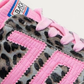 BACK70 Leo Pink Leopard Print Sneaker, upper detail