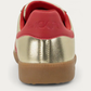 BACK70 Metallic Nappa Gold and Red Sneaker, back view