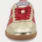BACK70 Metallic Nappa Gold and Red Sneaker, front view