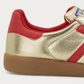 BACK70 Metallic Nappa Gold and Red Sneaker, heel detail