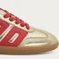 BACK70 Metallic Nappa Gold and Red Sneaker, toe detail