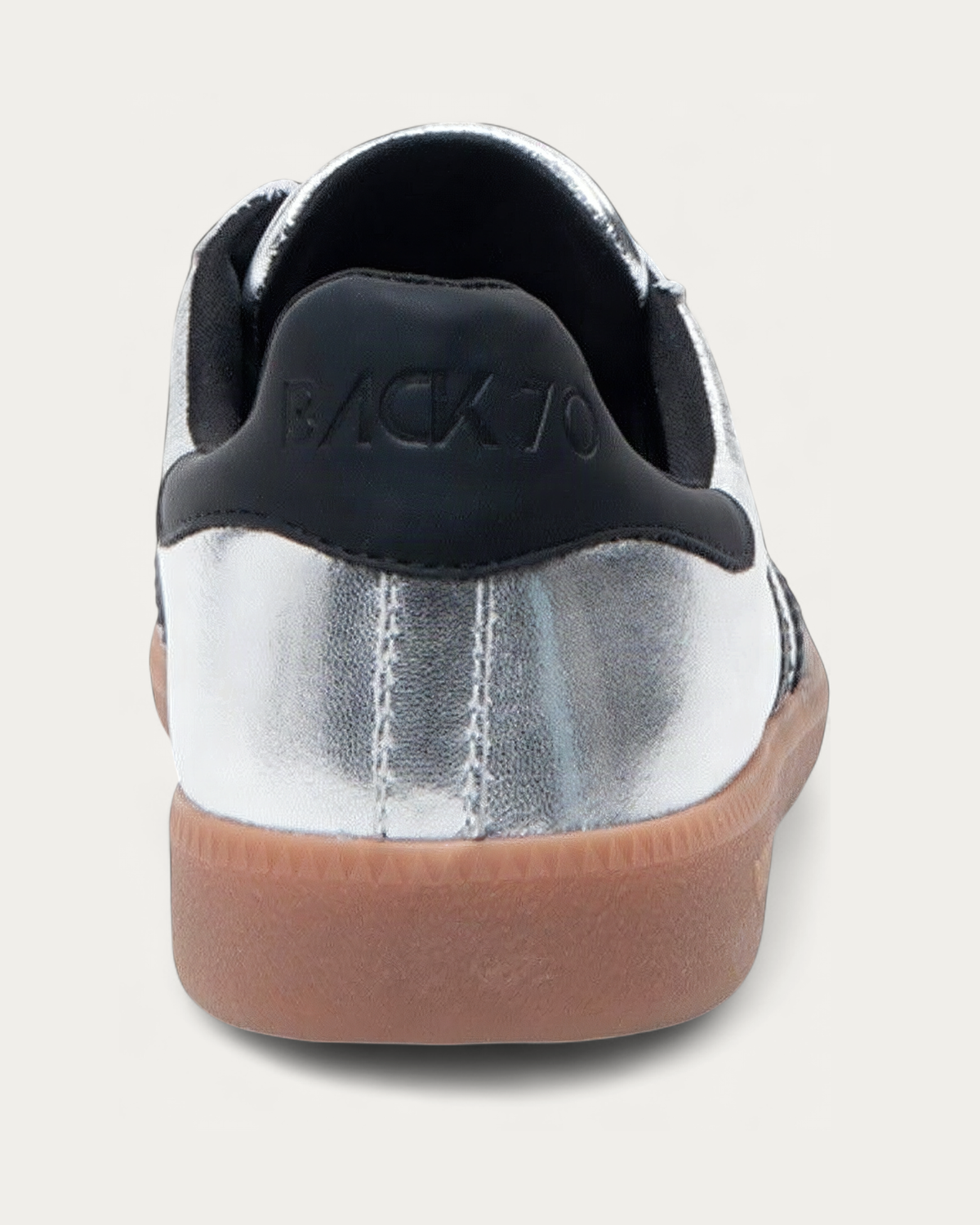 BACK70 Metallic Nappa Silver and Black Sneaker, back view