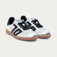 BACK70 Metallic Nappa Silver and Black Sneaker, three-quarter view