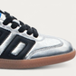 BACK70 Metallic Nappa Silver and Black Sneaker, toe detail