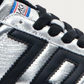 BACK70 Metallic Nappa Silver and Black Sneaker, upper detail