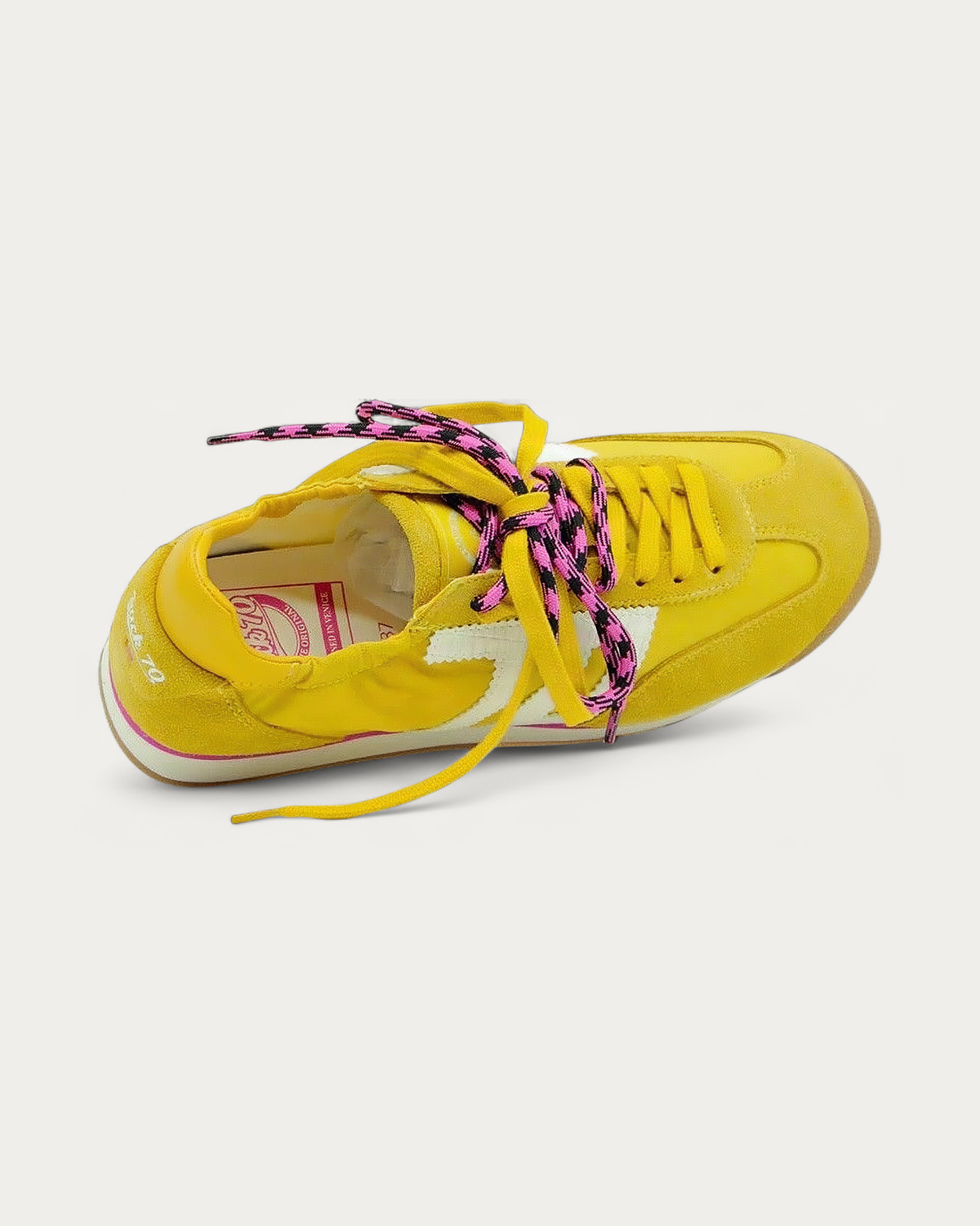 BACK70 Rocket Cotton Sun Yellow Sneaker, three-quarter view