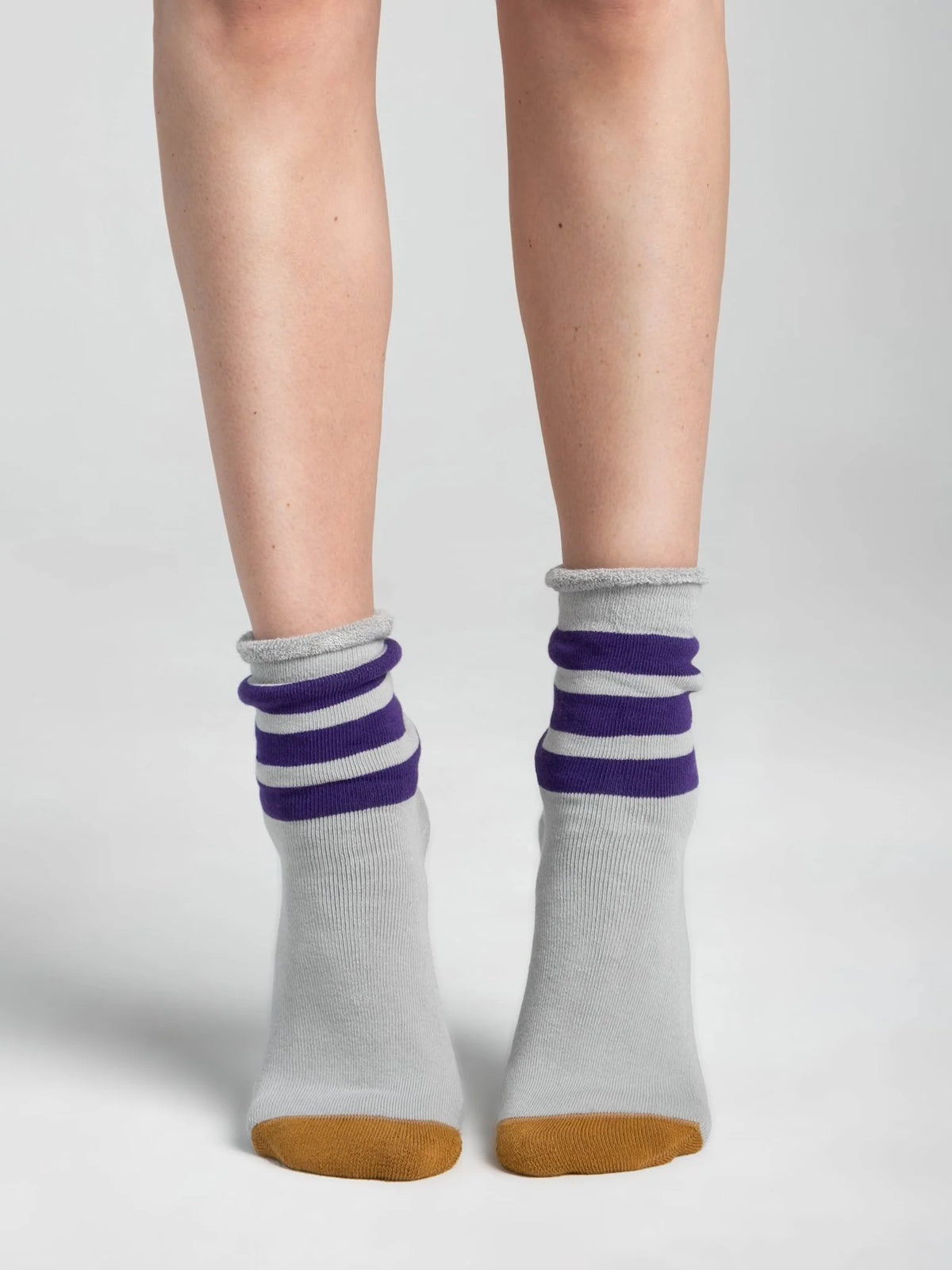 Aydo Studios Baltic Core socks in Temporal Field, worn front view