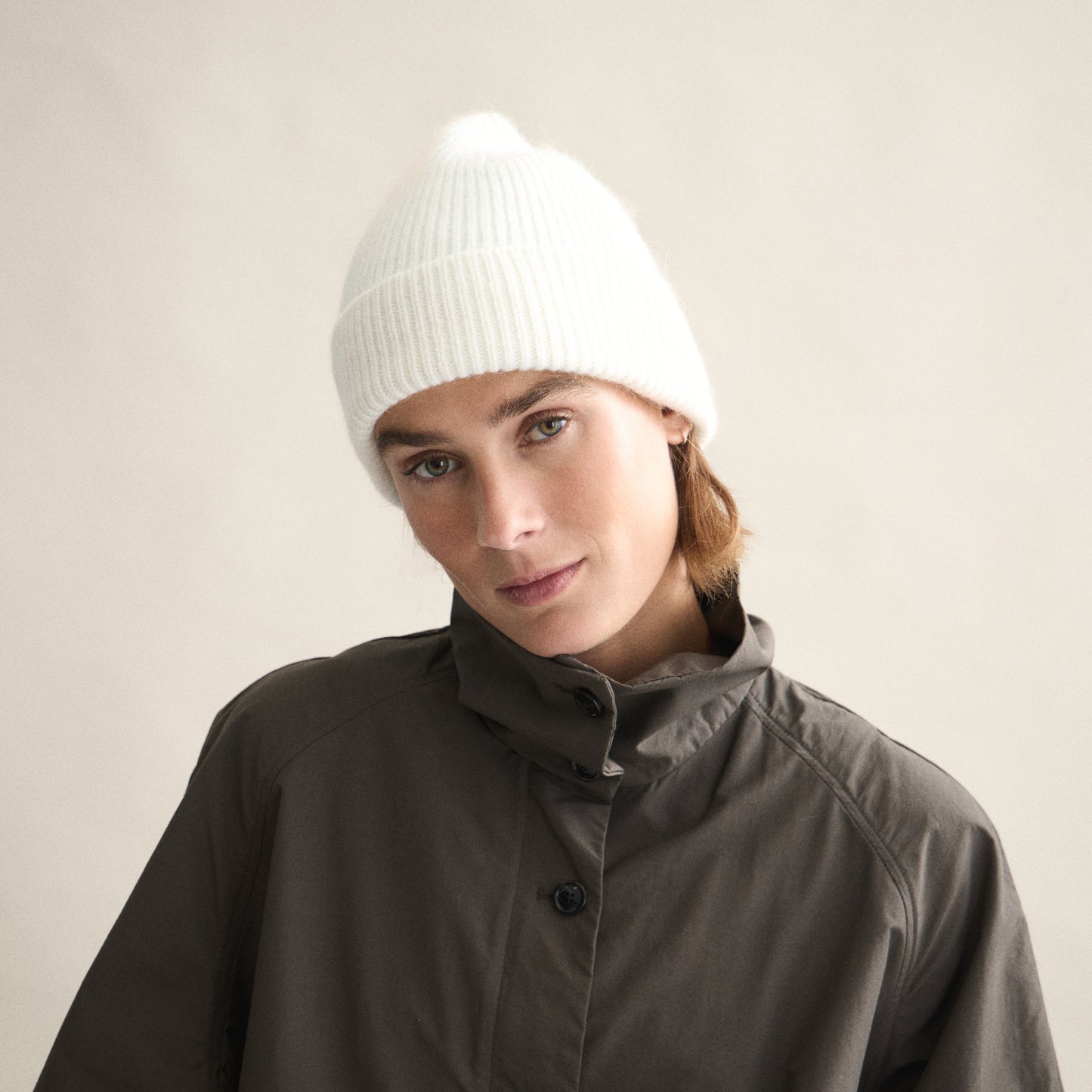 Ribbed Beanie In Snow