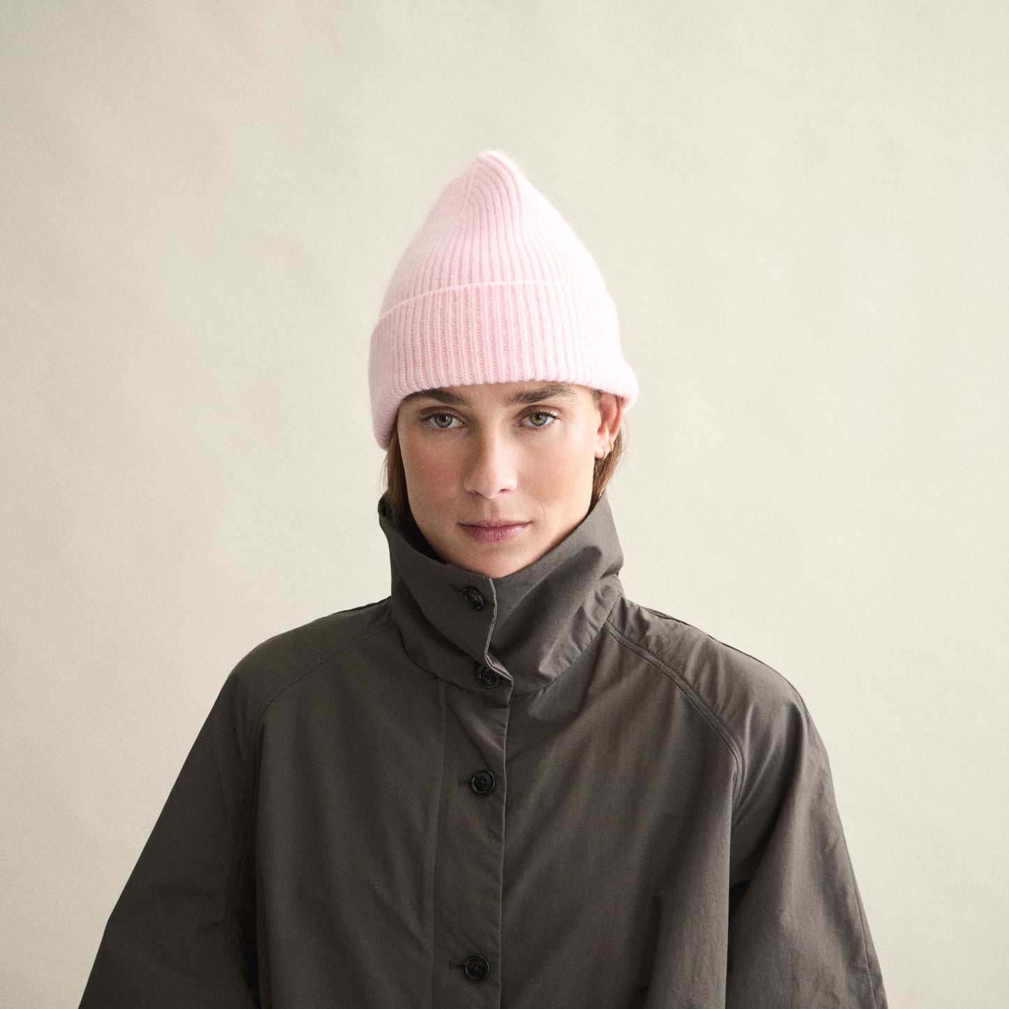 Ribbed Beanie In Blush