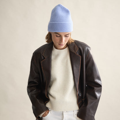 Ribbed Beanie In Light Blue Sky