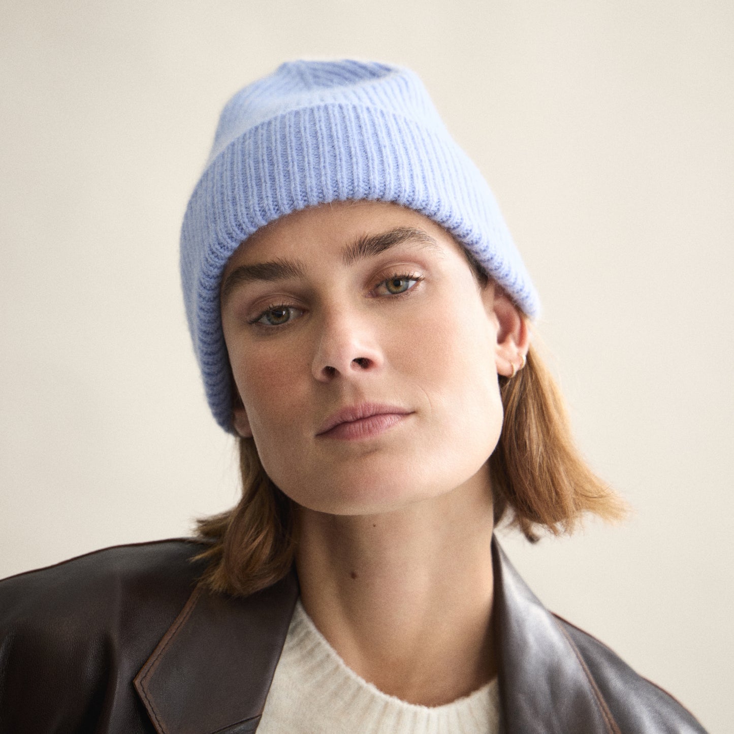 Ribbed Beanie In Light Blue Sky
