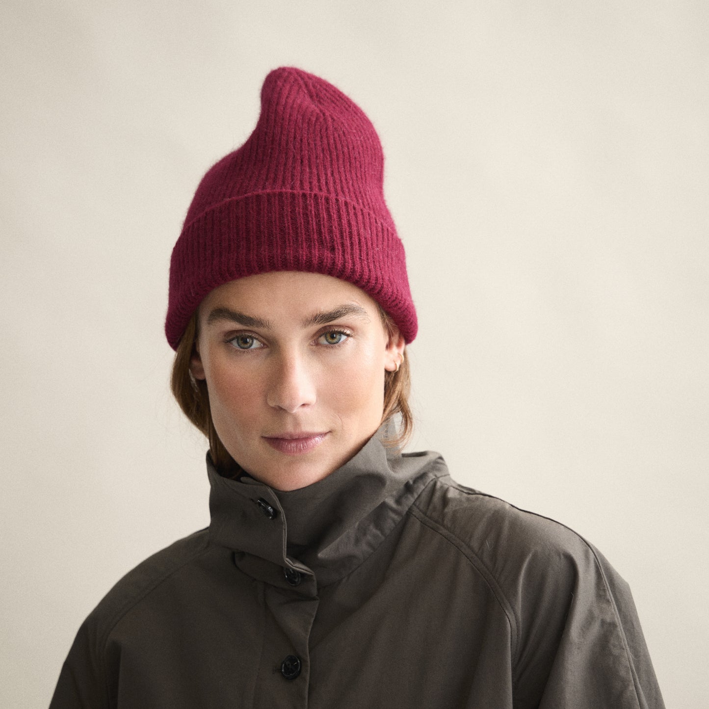 Ribbed Beanie In Wine