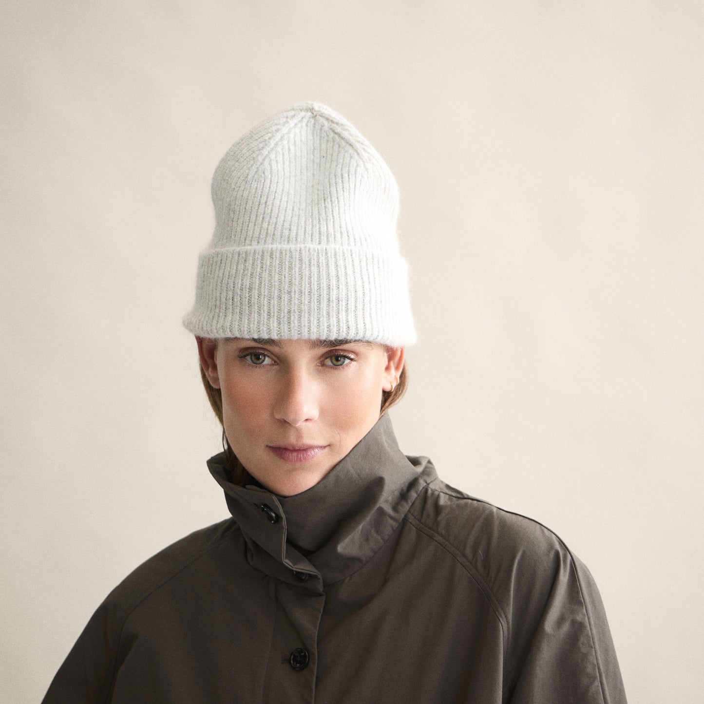 Ribbed Beanie In Silver