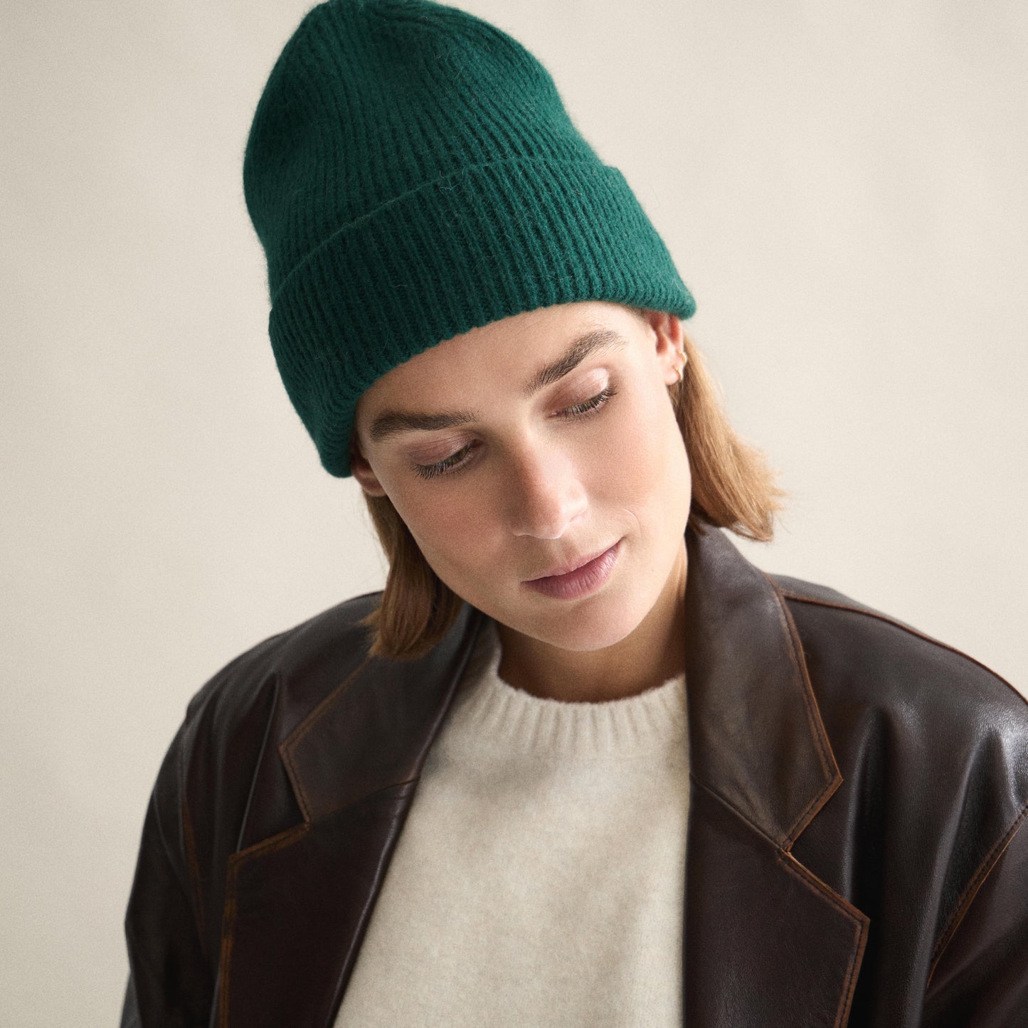 Ribbed Beanie In Moss