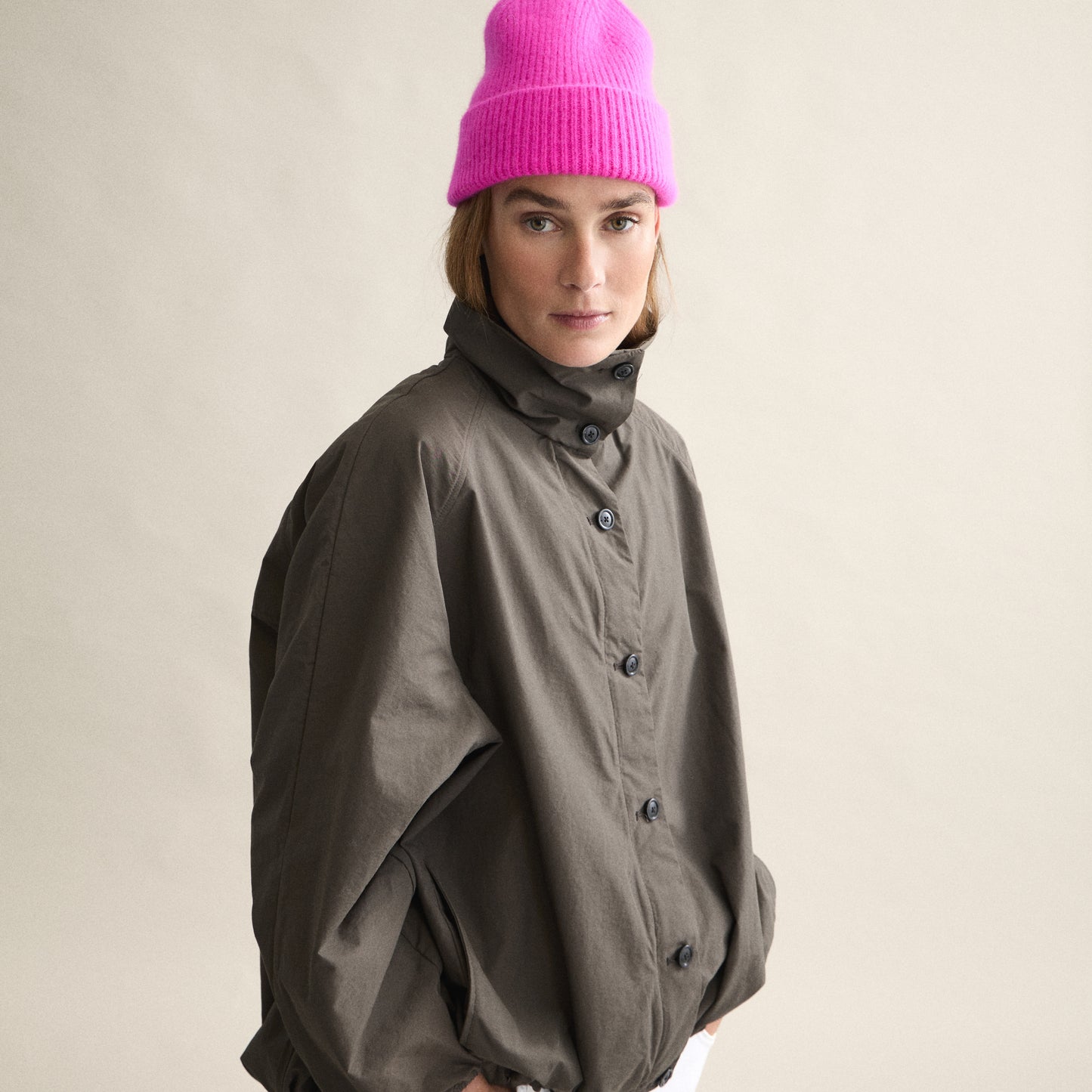 Ribbed Beanie In Poppy Pink