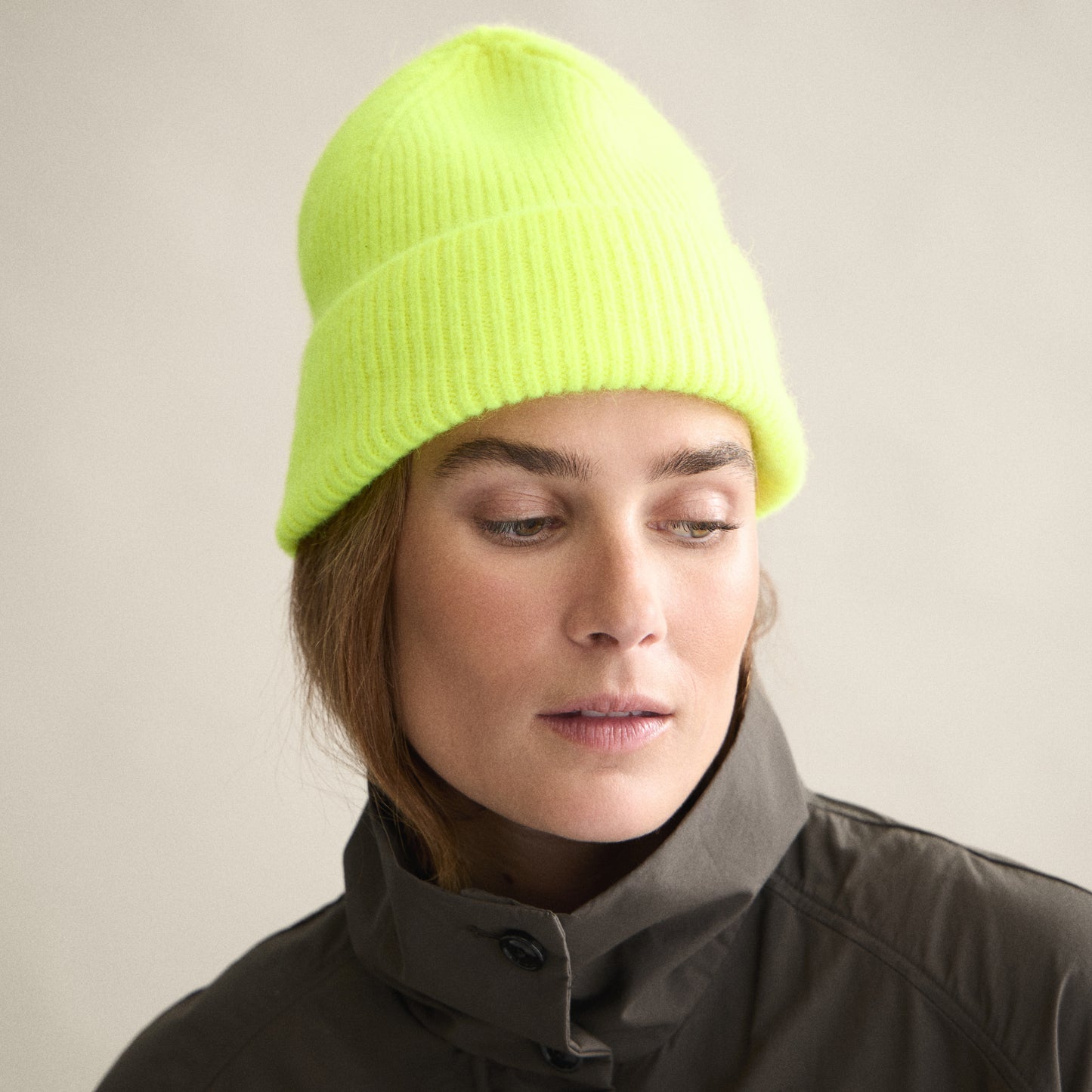 Ribbed Beanie In Fluo Yellow