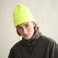 Ribbed Beanie In Fluo Yellow