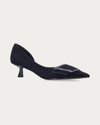 BiBi Lou Astra navy suede kitten heel pump, angled view