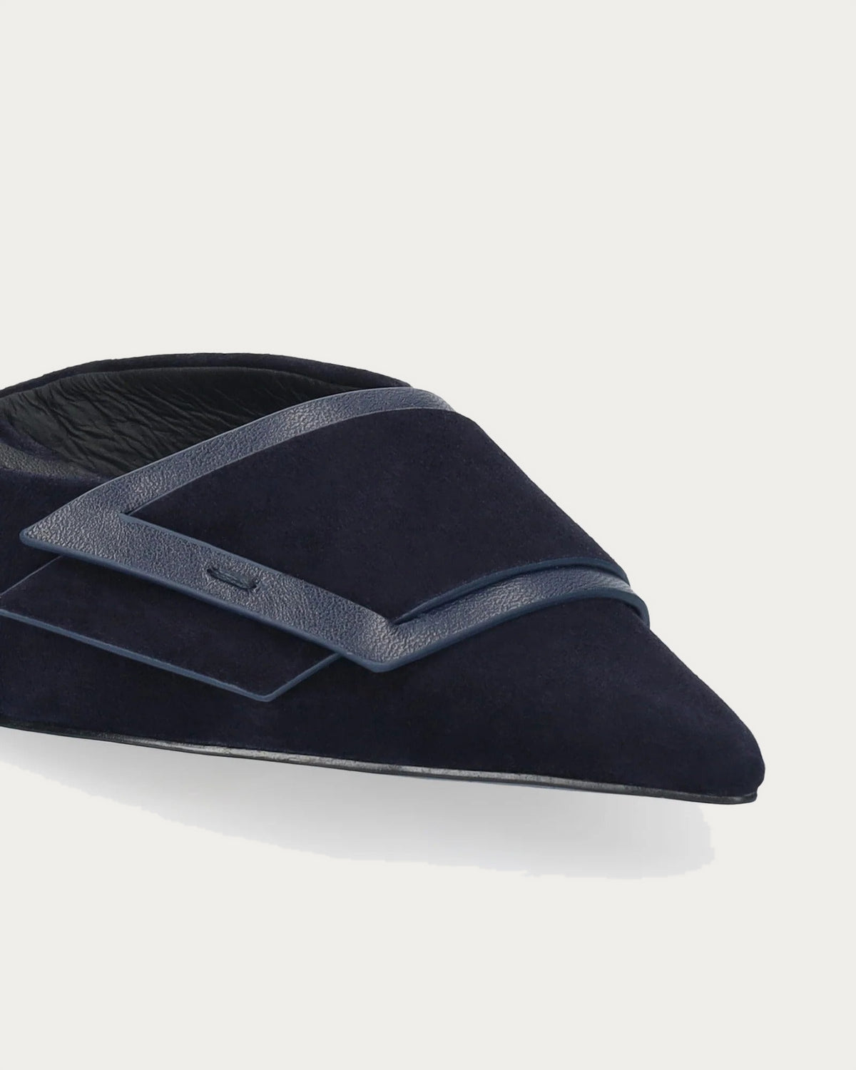 Close-up of the buckle detail on the BiBi Lou Astra navy suede pump