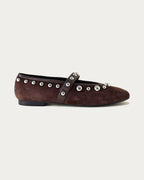 Bibi Lou Doria Ballerina In Brown Suede, side view