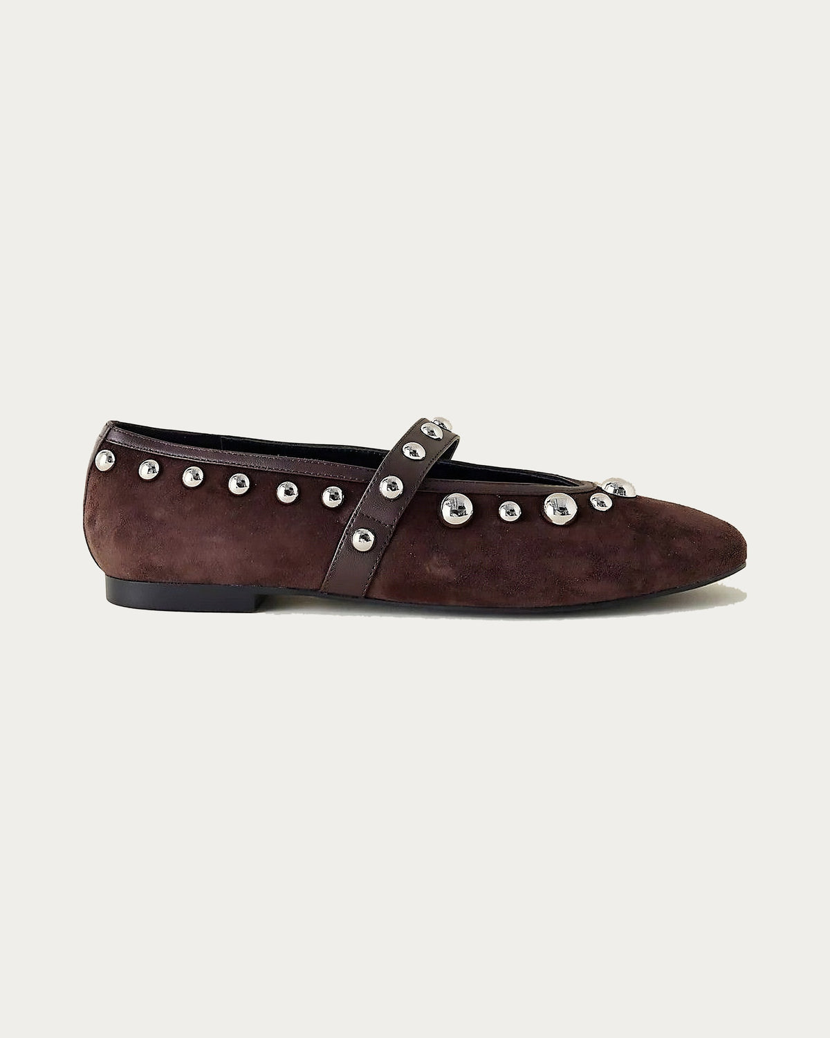 Bibi Lou Doria Ballerina In Brown Suede, side view