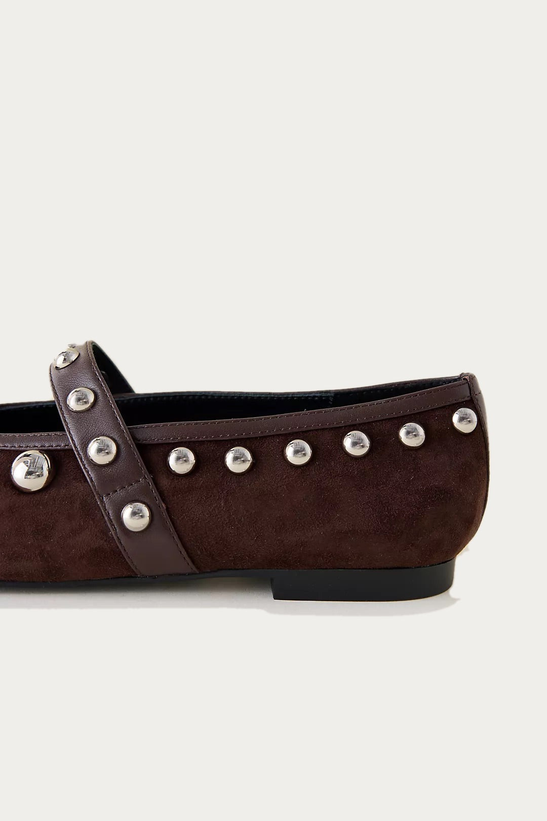 Bibi Lou Doria Ballerina In Brown Suede, side close-up