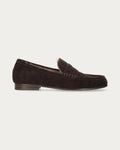BiBi Lou Lyra brown crocodile-effect suede loafer with shearling lining, side profile