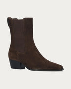 BiBi Lou Spinel brown suede ankle boot, angled view