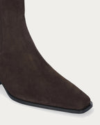 Close-up of the BiBi Lou Spinel square toe in brown suede