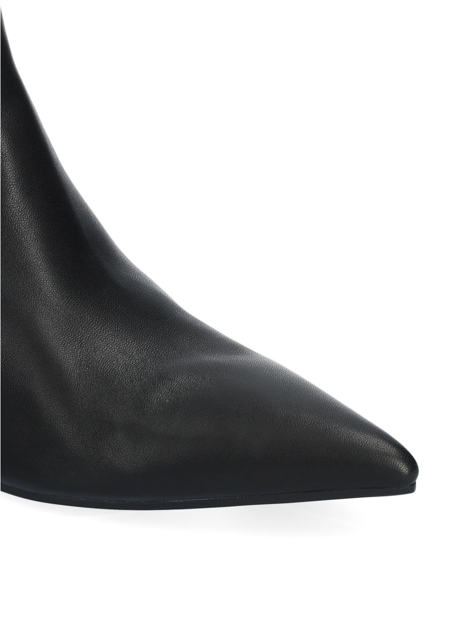 Black Leather Heeled Boot