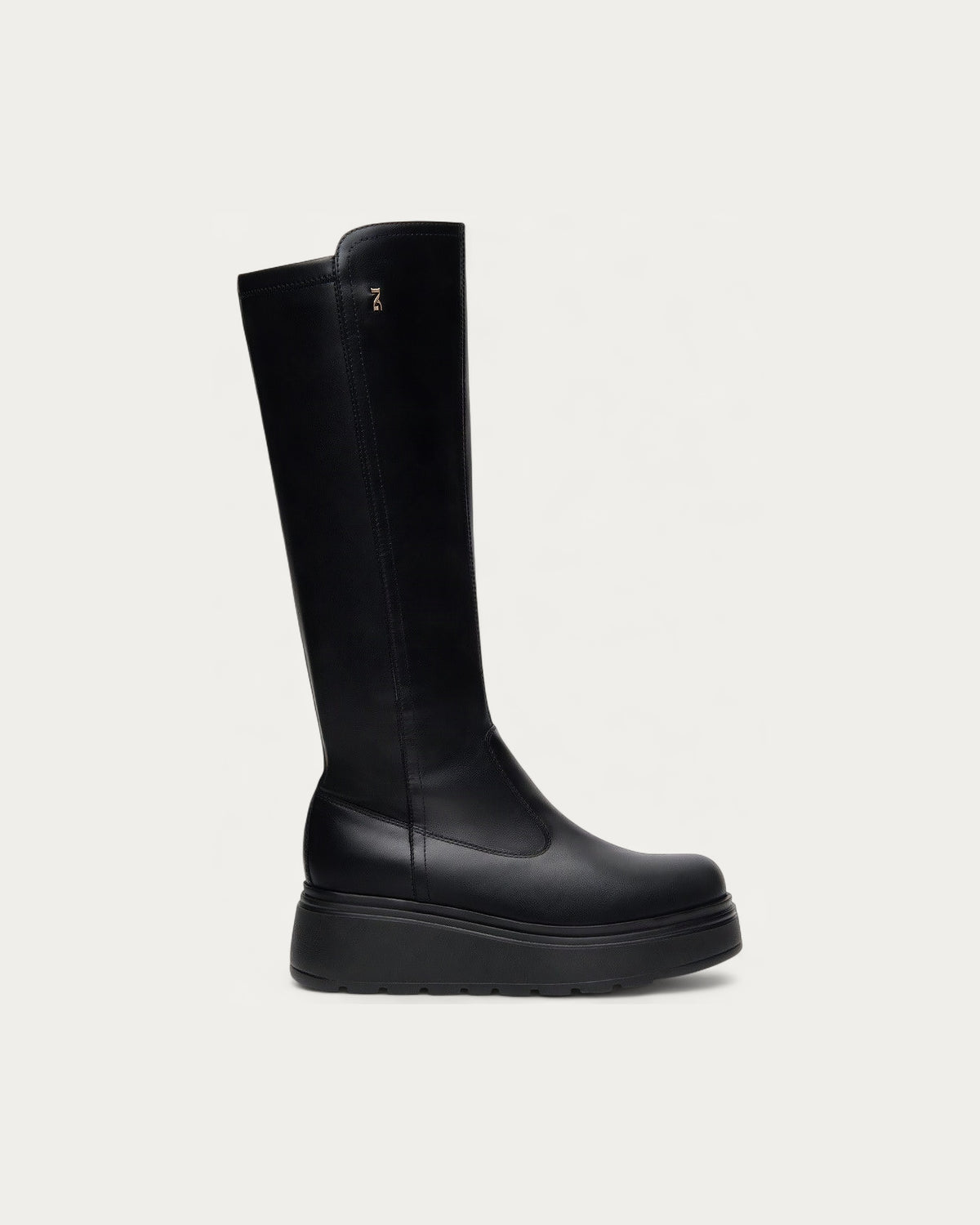 Black Knee High Platform Boot - side profile