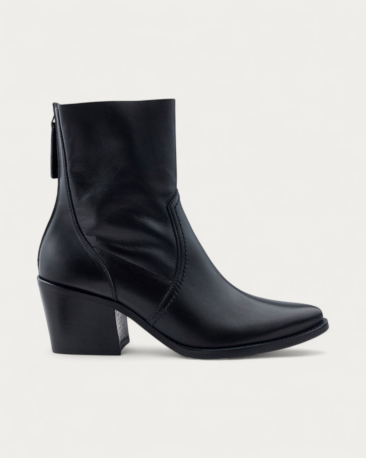 Paul Green Black Leather Heel Ankle Boot, side view