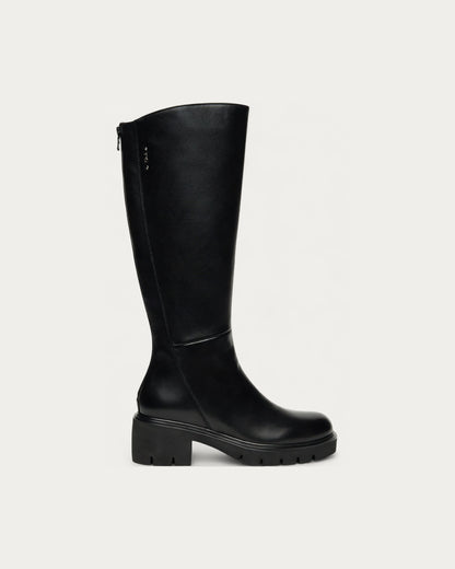 Black Leather Knee High Boot - side profile