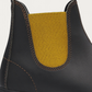 Blundstone 1919 Brown with Mustard Chelsea Boot heel with embossed Blundstone logo and contrast stitching