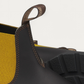 Blundstone 1919 Chelsea Boot pull tab detail with Tasmania Australia branding and mustard elastic