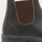 Blundstone 500 Brown Leather Chelsea Boot heel with embossed Blundstone logo and contrast stitching