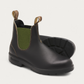 Pair of Blundstone 519 Brown with Olive Chelsea Boots showing the TPU outsole tread
