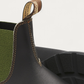 Blundstone 519 Chelsea Boot pull tab detail with Tasmania Australia branding and olive elastic