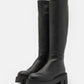 Knee High Soft Leather Chunky Boot